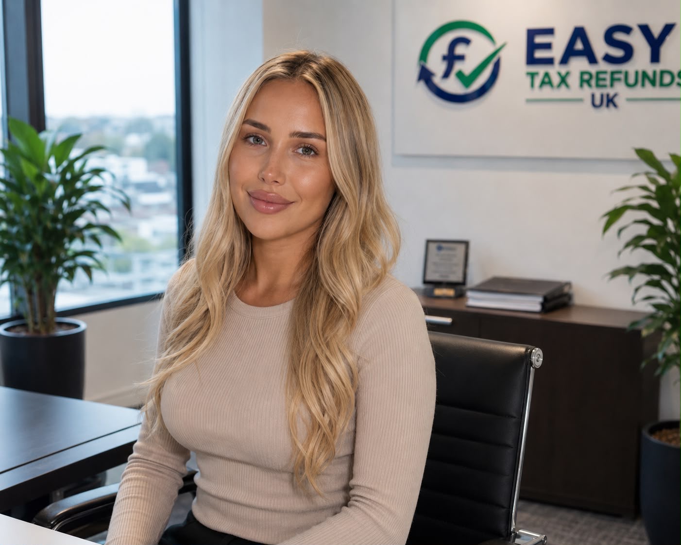An Easy Tax Refunds UK advisor at our office, ready to help on WhatsApp